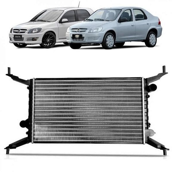 Radiador celta e prisma chevrolet de 2007 a 2015 1.0 e 1.4 sem ar condicionado câmbio manual
