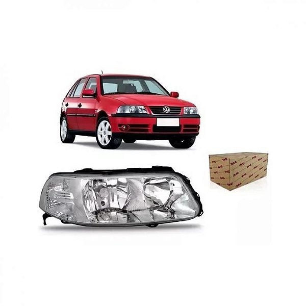 Farol gol volkswagen de 1999 a 2005 lado direito cromado foco duplo geração 3 ponteira para choque