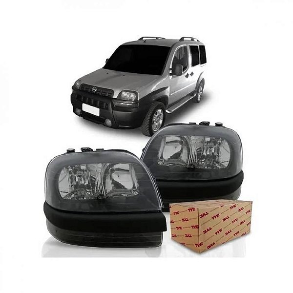 Farol doblo fiat de 2001 a 2008 lado direito fumê elétrico com auxiliar sem motor