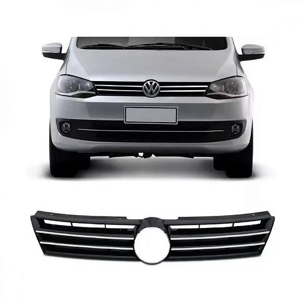 Grade do radiador fox volkswagen de 2010 a 2014 preta com friso cromado