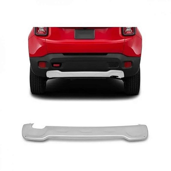 Moldura do para choque renegade jeep de 2015 a 2021 traseira inferior prata com ponteira dupla