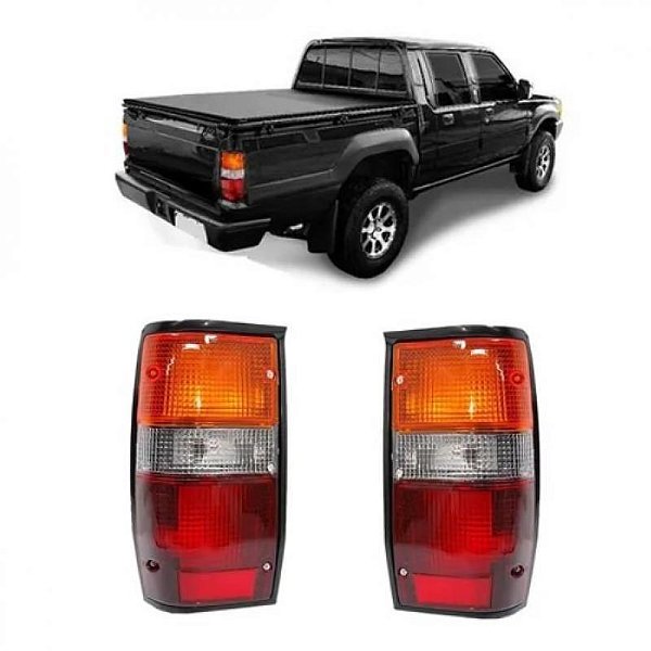 Lanterna l200 mitsubishi de 1987 a 1995 traseira lado direito tricolor com aro preto