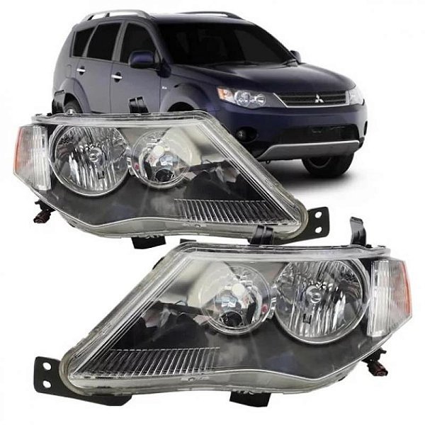 Farol outlander mitsubishi de 2008 a 2009 lado direito elétrico