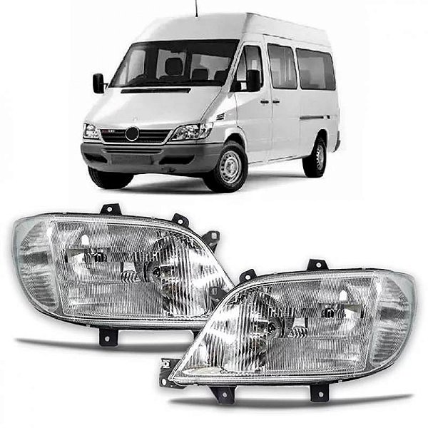 Farol sprinter mercedes benz de 2001 a 2003 lado esquerdo raiado elétrico com auxiliar
