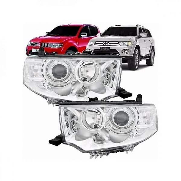 Farol pajero dakar mitsubishi de 2009 a 2013 e l200 triton mitsubishi de 2012 a 2016 lado direito cromado manual