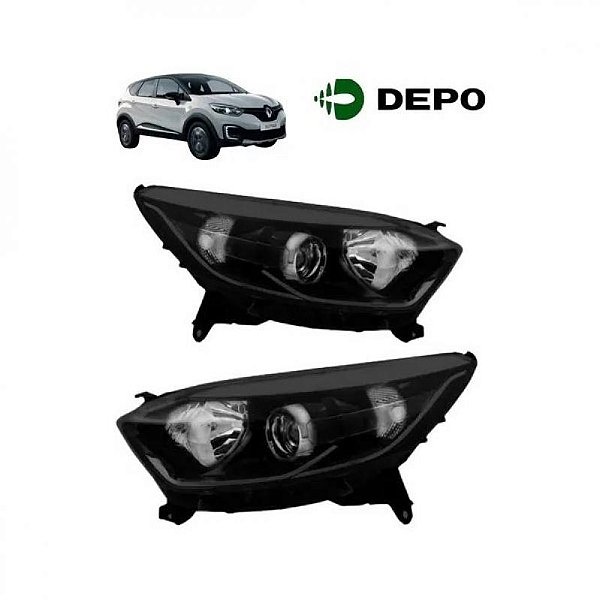 Farol captur renault de 2017 a 2021 lado esquerdo com friso preto elétrico