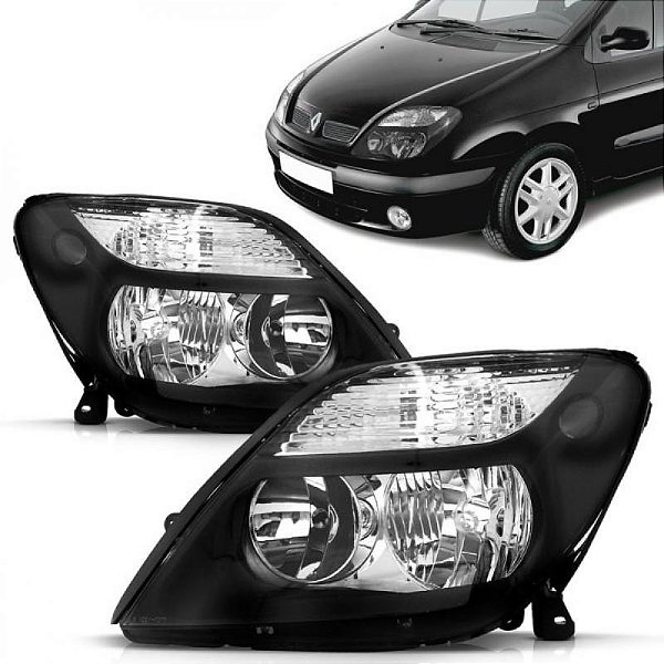 Farol scenic renault de 2001 a 2011 lado esquerdo máscara negra