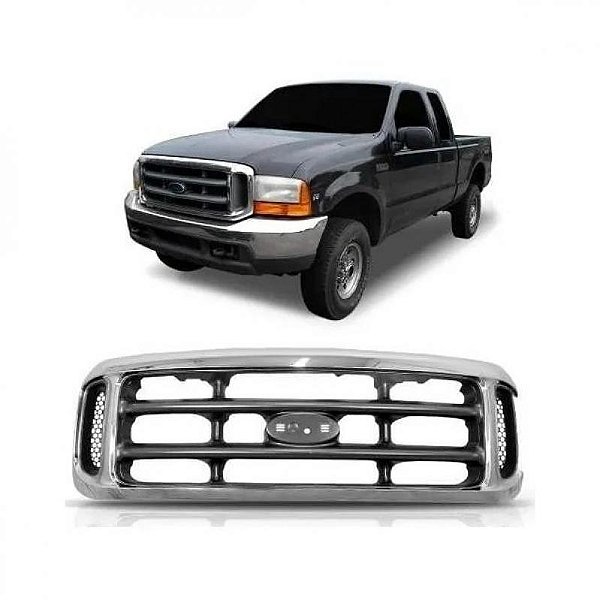 Grade do radiador f250 ford de 1999 a 2005 cromado e cinza