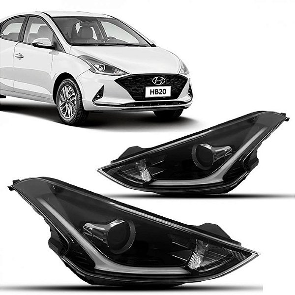Farol hb20 hyundai de 2020 a 2022 lado direito com projetor e com LED