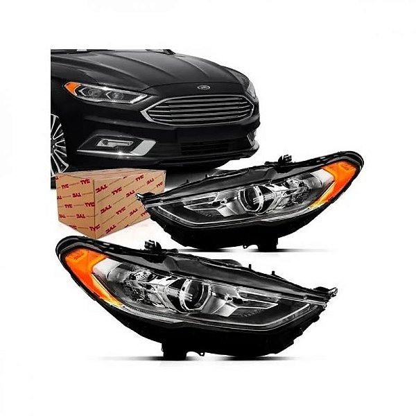 Farol fusion ford de 2017 a 2019 lado direito cromado SEL flex manual sem entrada xenon sem LED