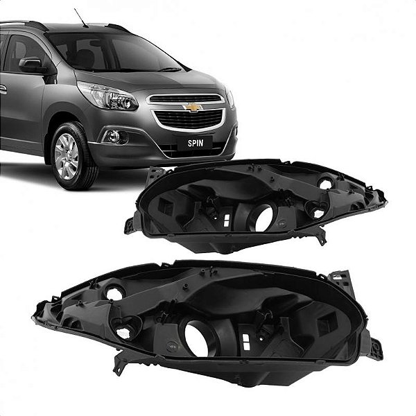 Carcaça de farol spin chevrolet de 2012 a 2018 lado esquerdo manual