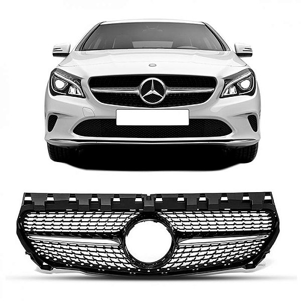 Grade do radiador cla 200 mercedes benz de 2016 a 2019 com moldura preta e friso cromado