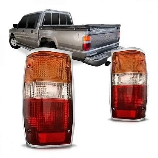 Lanterna l200 mitsubishi de 1992 a 2003 traseira lado esquerdo tricolor com aro cromado