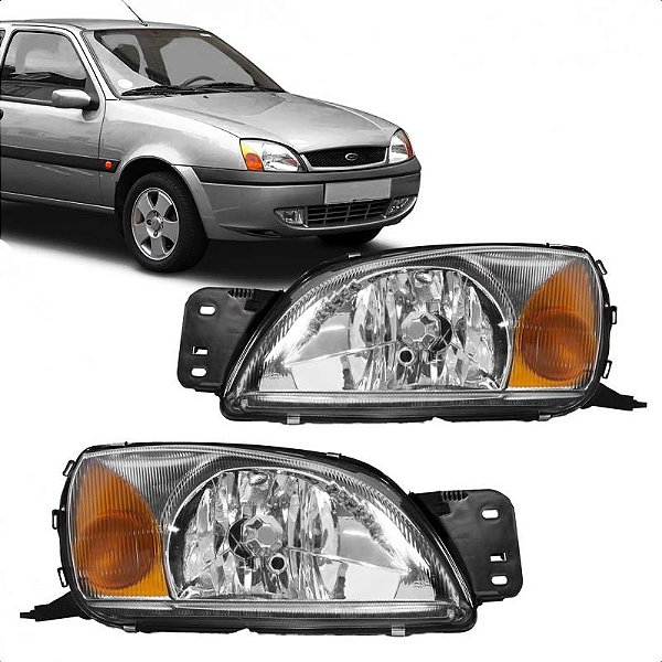 Farol fiesta ford de 2000 a 2002 e courier ford de 2000 a 2013 lado esquerdo com pisca âmbar