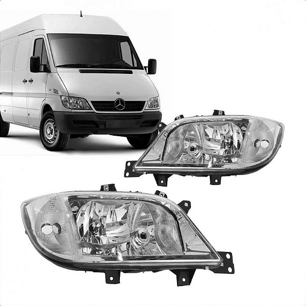 Farol sprinter mercedes benz de 2003 a 2011 lado esquerdo manual com auxiliar