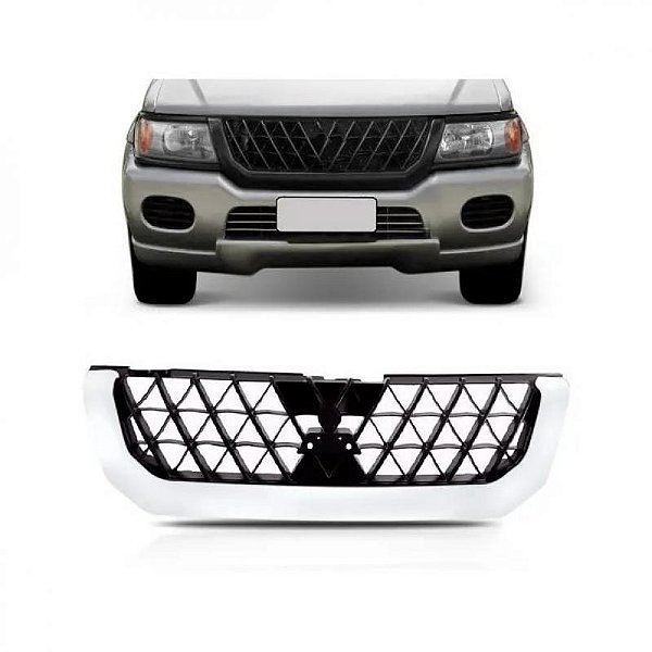 Grade do radiador pajero sport mitsubishi de 2000 a 2004 preta e cromada
