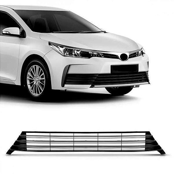 Grade do para choque corolla toyota de 2018 a 2019 dianteira central preto brilhante