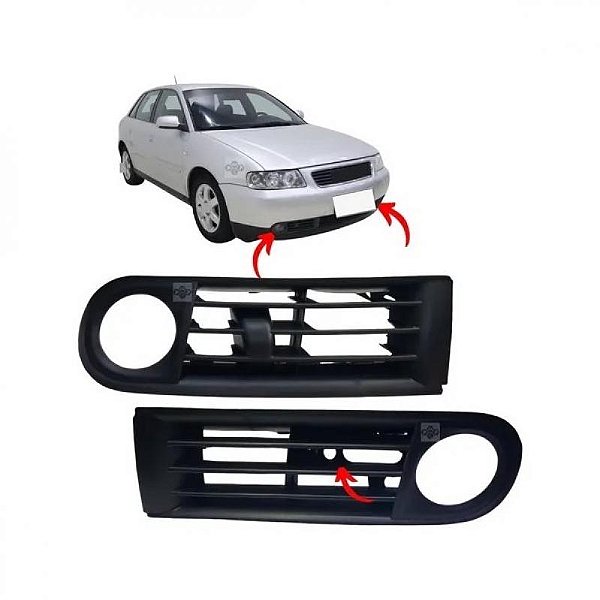 Grade para choque a3 audi de 2001 a 2006 dianteira lado direito com furo