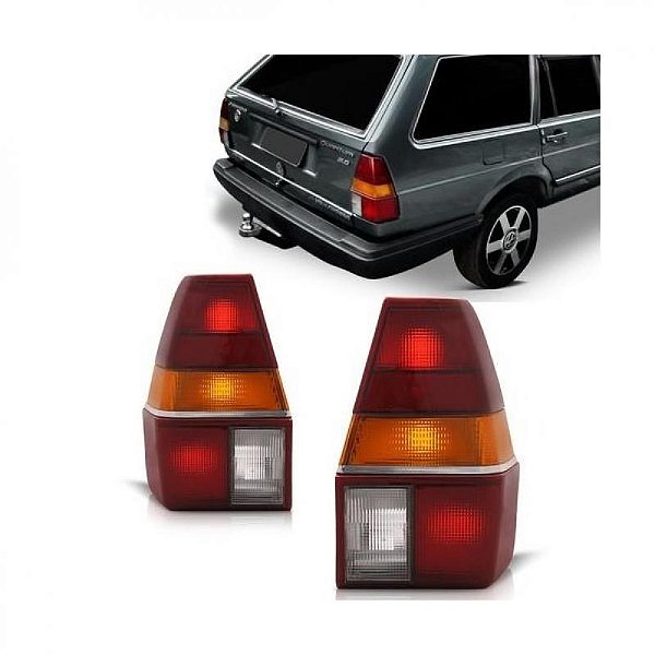 Lanterna quantum volkswagen de 1985 a 1991 traseira lado esquerdo tricolor com friso cromado