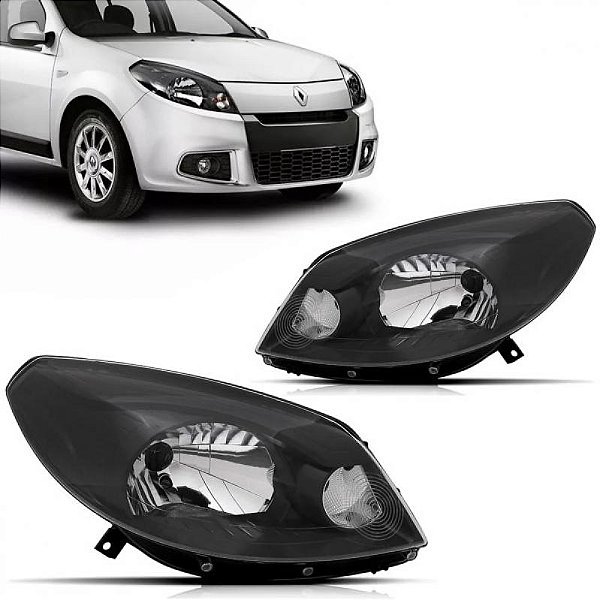 Farol sandero renault de 2012 a 2014 lado direito máscara negra