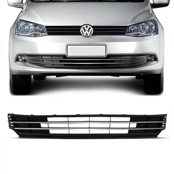 Grade do para choque gol volkswagen de 2013 a 2016 dianteira central carcaça preta com friso cromado geração 6