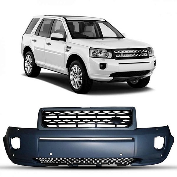 Para choque freelander 2 land rover de 2011 a 2014 dianteiro cinza com furo para esguicho e com furo para sensor