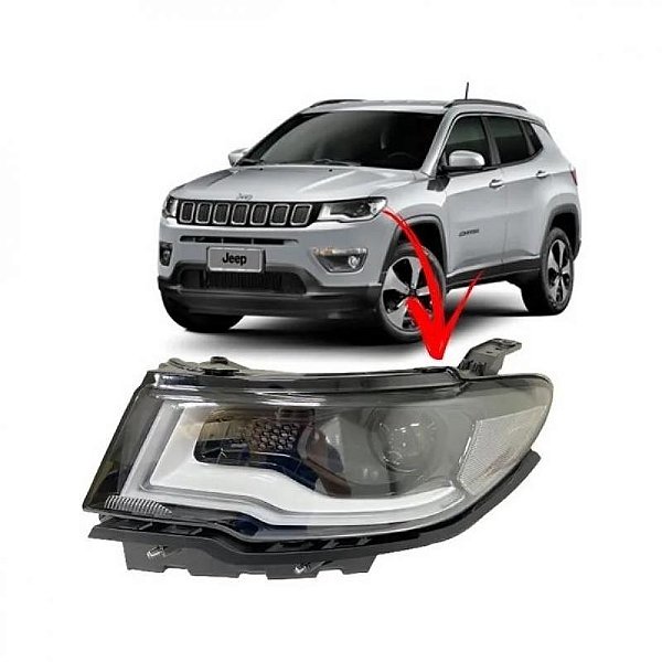 Farol compass jeep de 2017 a 2021 lado esquerdo elétrico com motor sem entrada para xenon com LED