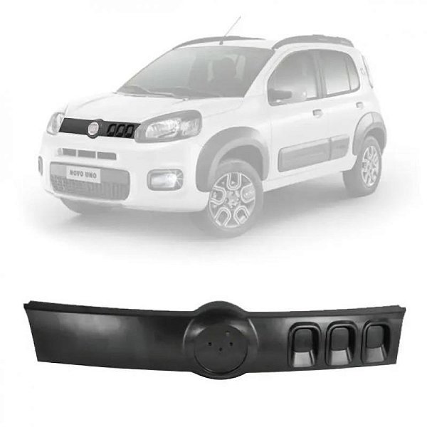 Grade do radiador uno fiat de 2015 a 2021 preta brilhante versão sport com moldura inferior do para choque cinza