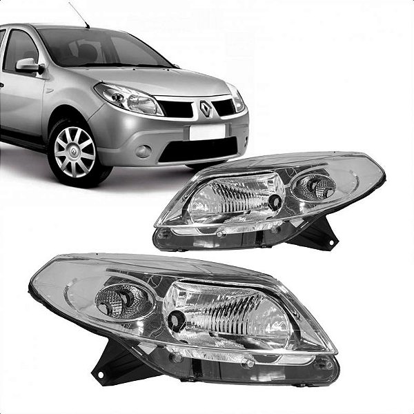 Farol sandero renault de 2008 a 2011 lado esquerdo cromado