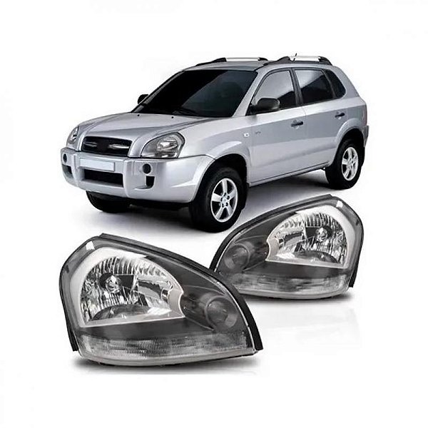 Farol tucson hyundai de 2005 a 2016 lado esquerdo cinza com pisca cristal