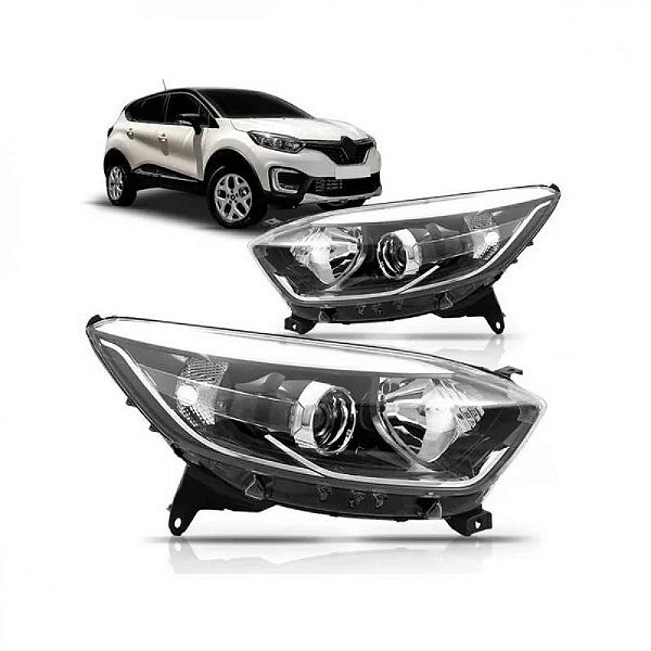 Farol captur renault de 2017 a 2021 lado esquerdo com friso cromado elétrico