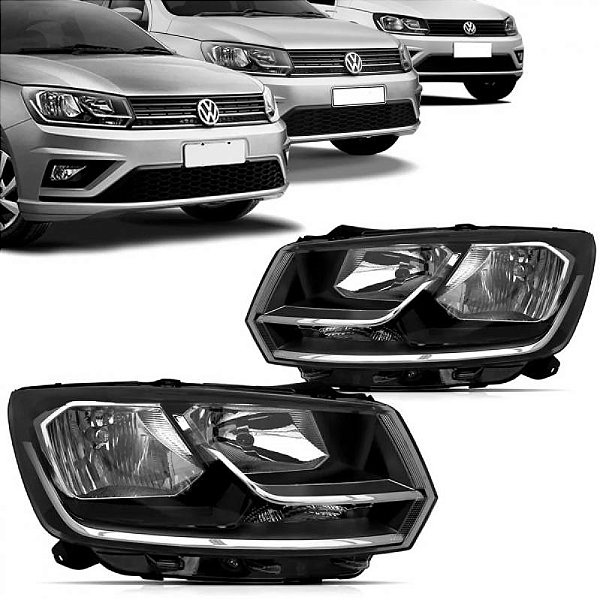 Farol gol saveiro voyage volkswagen de 2018 a 2023 lado direito duplo com friso cromado geração 8