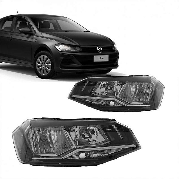 Farol polo virtus volkswagen de 2018 a 2022 lado direito cromado manual com friso e meia luz