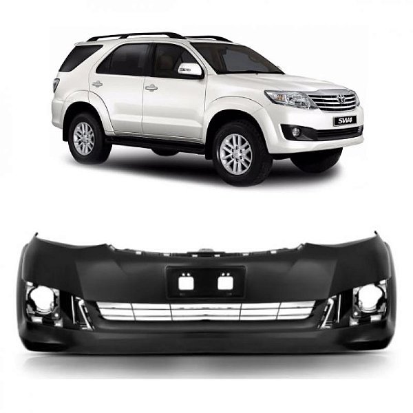 Para choque hilux sw4 toyota de 2012 a 2015 dianteiro com furo e com friso cromado sem furo para esguicho com grade central