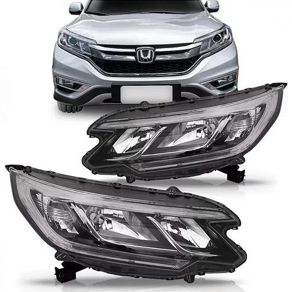 Farol crv honda de 2015 a 2017 lado esquerdo preto manual com LED
