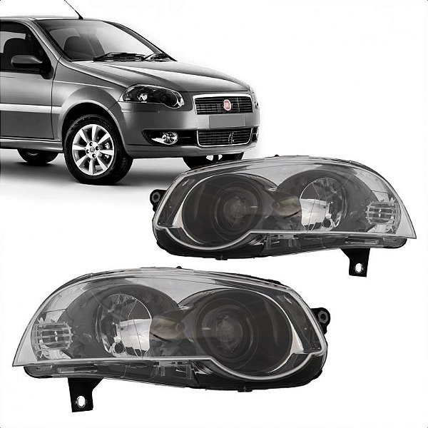 Farol palio fiat de 2009 a 2020 e siena fiat de 2009 a 2012 lado direito cromado com bola e anel preto