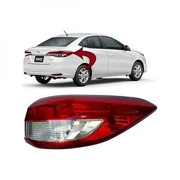 Lanterna yaris toyota de 2018 a 2025 traseira de canto lado esquerdo sedã sem LED