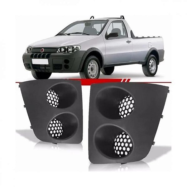 Grade de para choque strada fiat de 2004 a 2008 e palio adventure fiat dianteiro lado direito sem furo com friso cromado com pisca e capa primer