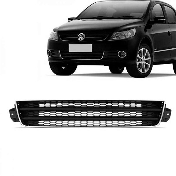 Grade para choque gol volkswagen de 2009 a 2012 dianteira central carcaça preta com friso cromado geração 5