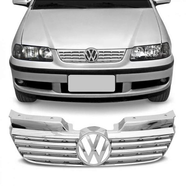 Grade do radiador gol volkswagen de 1999 a 2003 cromada geração 3 ponteira para choque fase parachoque