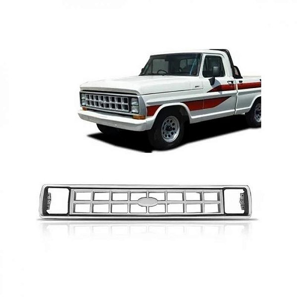 Grade do radiador f1000 ford de 1985 a 1992 prata com aro preto em ABS de alta resistência