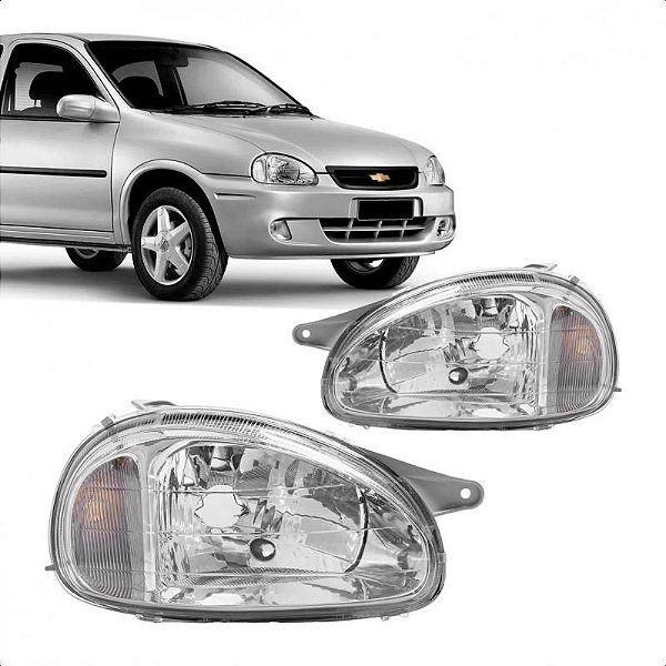 Farol corsa chevrolet de 2000 a 2009 lado direito carcaça cinza lente de policarbonato