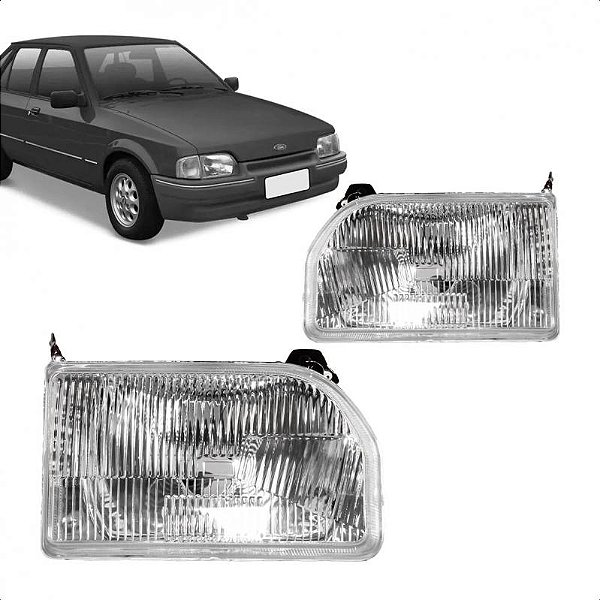 Farol escort hobby ford de 1987 a 1995 e verona ford e apollo volkswagen de 1990 a 1992 lado direito versão LT policarbonato