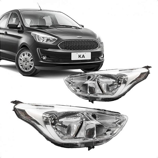Farol ka ford de 2019 a 2022 lado esquerdo cromado manual H4
