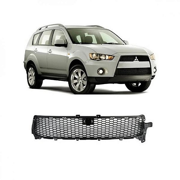 Grade de para choque outlander mitsubishi de 2010 a 2013 dianteiro central preto