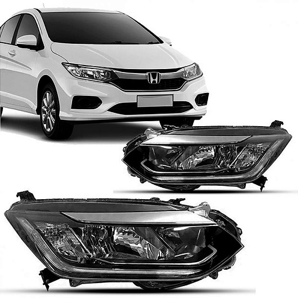 Farol city honda de 2018 a 2021 lado direito cromado manual com LED