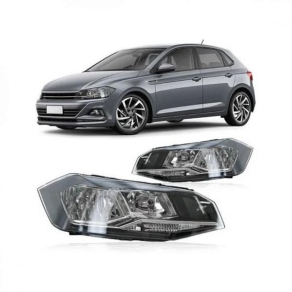 Farol polo e virtus volkswagen de 2018 a 2022 lado esquerdo cromado manual com friso cromado sem meia luz