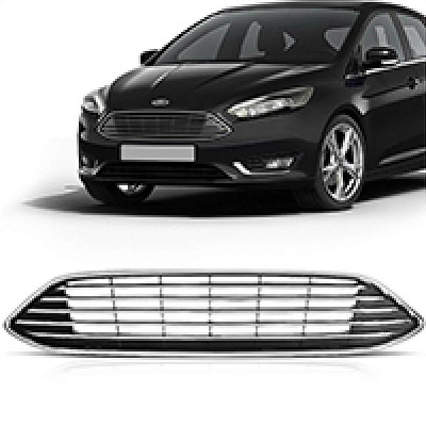 Grade do para choque focus ford de 2016 a 2019 dianteiro central com suporte para friso cromado