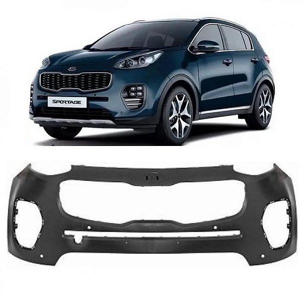 Para choque sportage kia de 2017 a 2019 dianteiro preto com furo para sensor