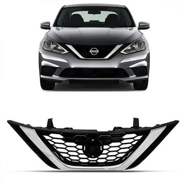 Grade do radiador sentra nissan de 2017 a 2020 preta com friso cromado